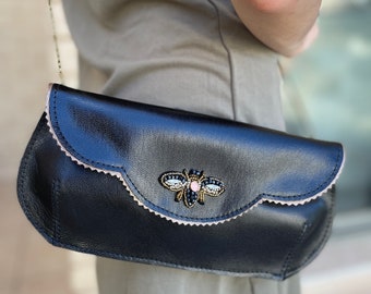 Dragonfly purse, gift for women, retro purse, dragonfly clutch, black evening bag