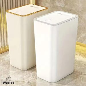 モダンな10L防臭ゴミ箱（ワンタッチ蓋付き） – バスルームやオフィスに最適なスリムで丈夫なプラスチック製ゴミ箱