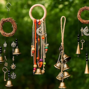 Witch Bells Wind Chime Set: Handmade Door Hanger for Protection