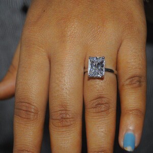 3 Ct White Radiant Cut Moissanite Wedding Diamond Ring 14K White Gold