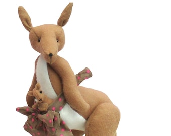 Hop and Skip soft toy kangaroo sewing pattern.  Printed