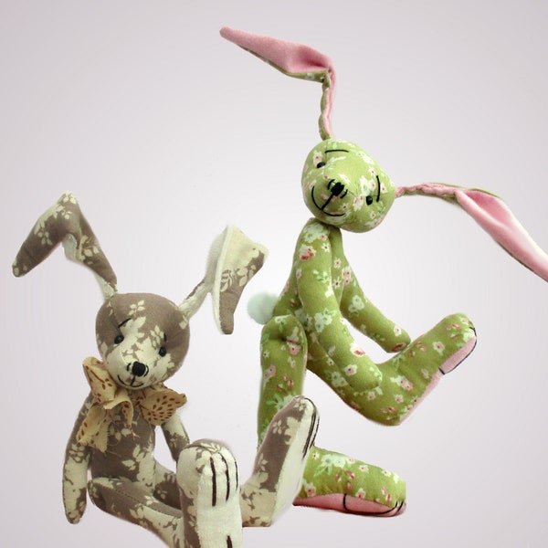 Hurdy Gurdy bunny rabbit soft toy sewing pattern.  Printed pattern