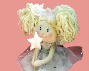 Snowflake cloth doll fairy sewing pattern.  Printed tutorial style pattern