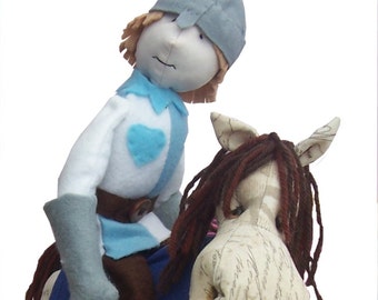 Sir Cloth knight and horse soft toy digital sewing patterns Two patterns pdf download