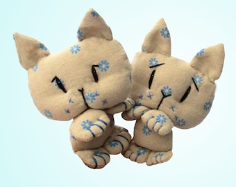 Coorie soft cute kitten digital sewing pattern.  pdf cat pattern - completed height 4"