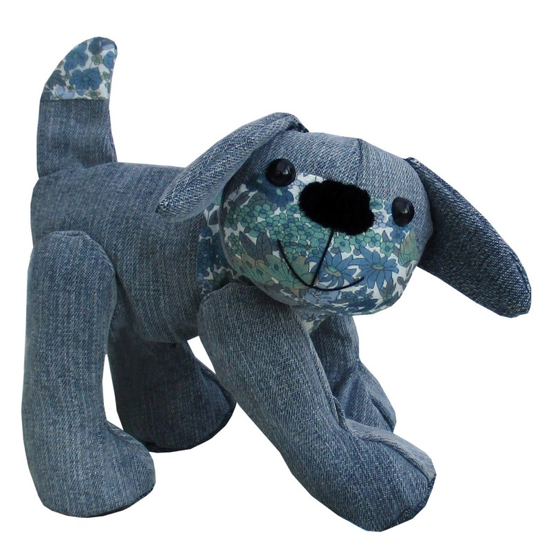 Denim Dog digital soft toy sewing pattern to recycle denims PDF download image 3