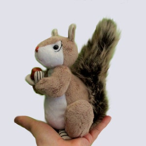 Squirt soft toy squirrel sewing pattern.   Completed height 6" (15cm)  Printed and posted