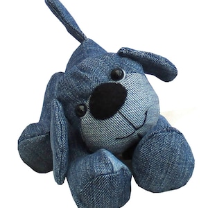 Denim Dog digital soft toy sewing pattern to recycle denims PDF download image 2