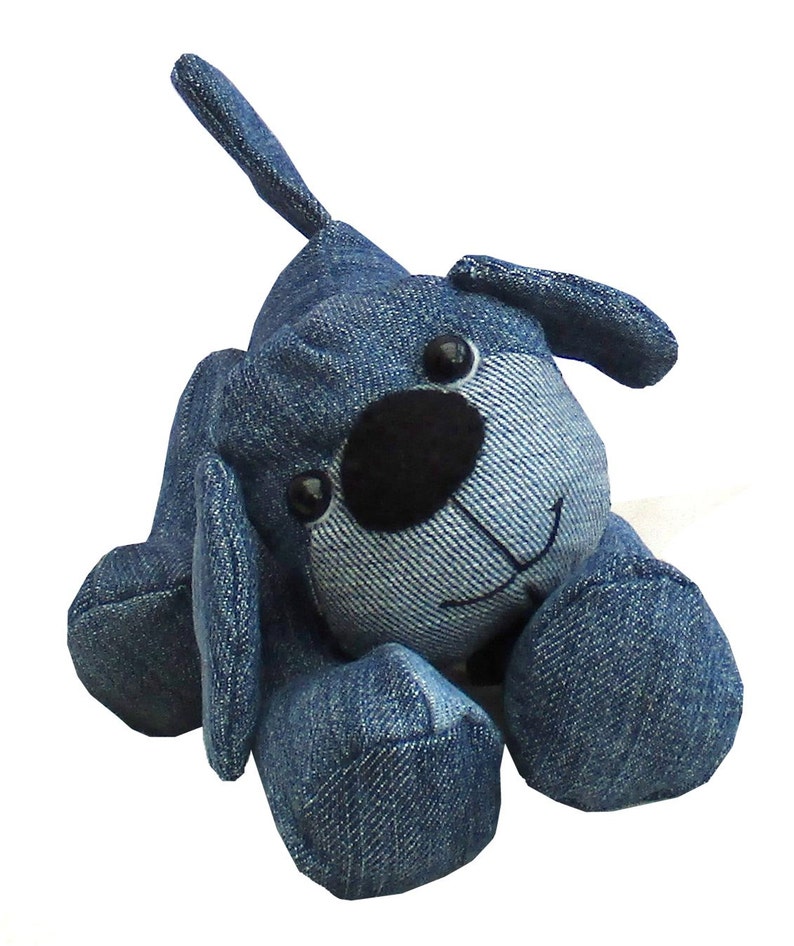 Denim Dog digital soft toy sewing pattern to recycle denims PDF download image 2