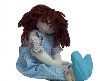 Lottie cloth doll sewing pattern.  14 inches (35cm) tall cute doll