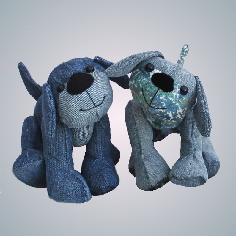 Denim Dog digital soft toy sewing pattern to recycle denims PDF download image 6