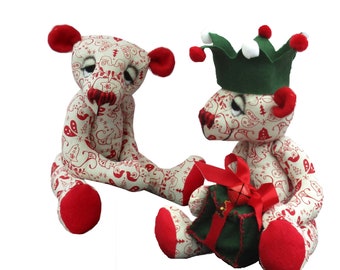 Noel soft toy teddy bear sewing pattern  PDF download Memory bear Festive gift