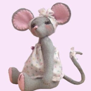 Miss Stitch soft toy felt mouse sewing kit Grey mouse kit