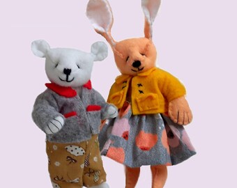 Snowcrop and Crocus digital bear and rabbit PDF sewing pattern