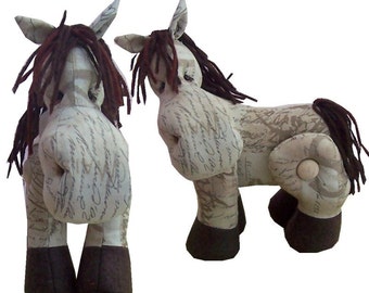 Cedar horse soft toy digital sewing pattern   PDF download