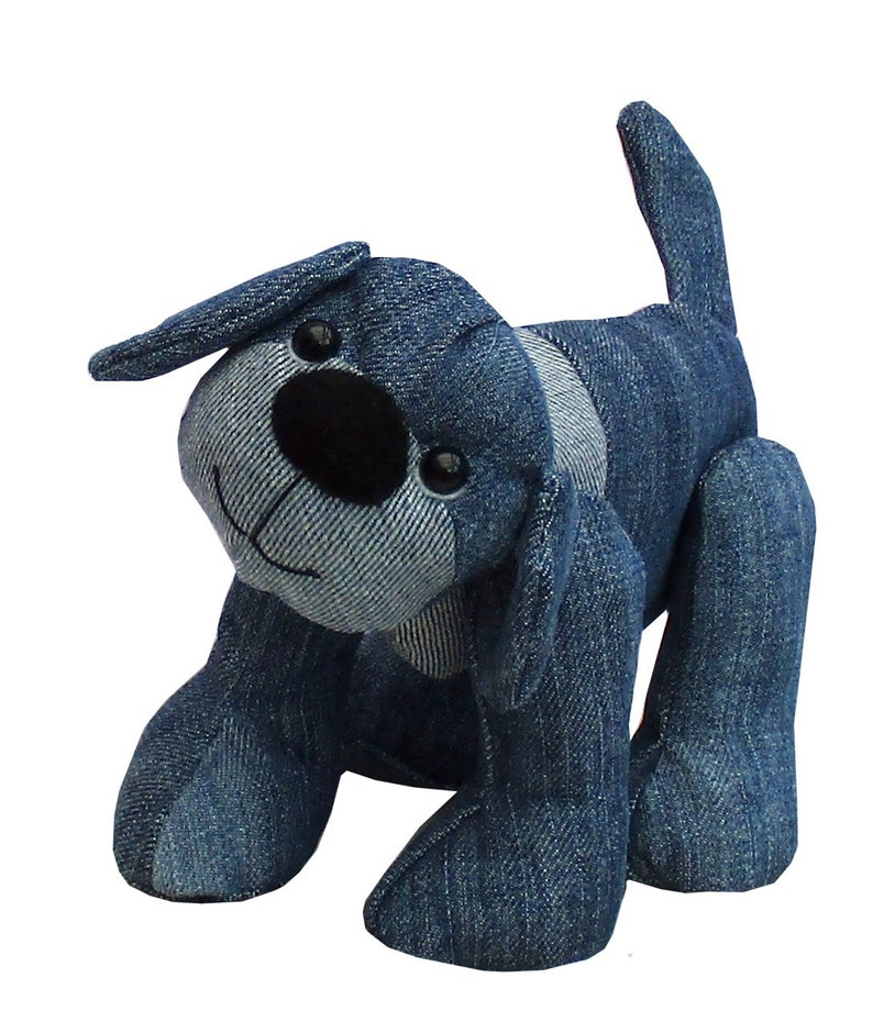 Denim Dog digitial soft toy sewing pattern to recycle denims Etsy