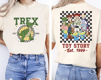 トイストーリー トレックスシャツ、ディズニー トイストーリーシャツ、ディズニーランド旅行シャツ、トイストーリーTシャツ、ディズニーTシャツ ユニセックス 大人 子供、ディズニーランドシャツ、両面