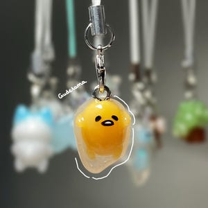 Gudetama Phone Charm, Sanrio, Jelly, Juminocore Translusent Egg Keychain Yellow Sanrio Bag charm