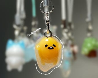 Gudetama Phone Charm, Sanrio, Jelly, Juminocore Translusent Egg Keychain Yellow Sanrio Bag charm