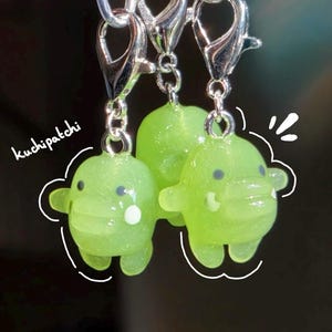 Jelly Kutchipatchi Phone Charm, clear Translusent green frog Tama Keychain, Bag Charm, Y2K hand painted,Tamagotchi Glossy keychain