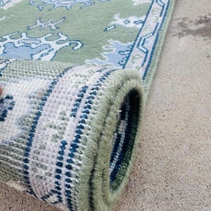 Olive Green Oushak Rug – 4x6 5x8 6x9 7x10 8x10 9x12 10x12 12x18 | Turkish Hand-Knotted Wool Carpet | Organic Dye Modern Living Room Decor