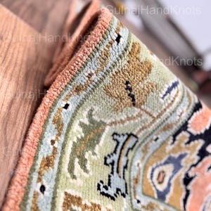 Pink Oushak Rug | Hand Knotted Indo Shabargan Wool Carpet | Traditional Ethnic Rug | 5x8 6x9 8x10 9x12 10x14 ft | Handmade Traditional Rug