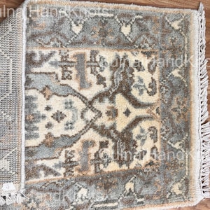8x10 Modern Oushak Rug Cream and Gray Hand-Knotted Wool Rug, Neutral Area Rug, Living Room Carpet, Kids Room Rug – 5x8, 6x9, 9x12 Sizes