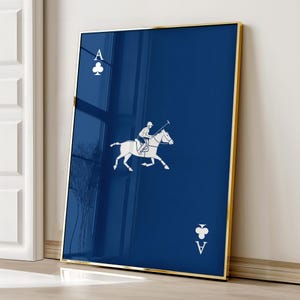 Playing Card Print, Navy blue wall art, Old Money Aesthetic, Luxury yacht poster, Retro, Vintage Fashion Mag, Luxury poster, Trendy Wall Art