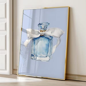 Fashion Wall Art, Fashion Prints, Blue Perfume, Blue Wall Art, Vanity Wall Art, Bedroom Prints, Apartment Decor, Printable Wall Art, Trendy