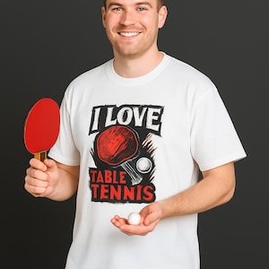 I Love Table Tennis T- Shirt Ping Pong Tee. Smash it with style. 100% cotton