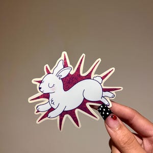 Jumping Bunny Sticker | Cute Rabbit Vinyl Decal | Kawaii Animal Sticker for Water Bottles, Laptops, Journals & Scrapbooks