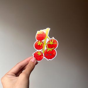 TomatenRankeSticker | KawaiiTomato Pflanze wasserfester Aufkleber | Wasserdichter Laptop-, Wasserflaschen- und Journal-Aufkleber mit Lebensmittelmotiven
