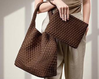 Woven Neoprene Hobo Bag – Large Handmade Shoulder Tote for Women