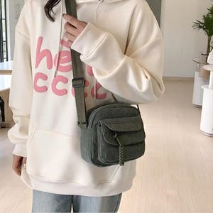 Sac à bandoulière en velours côtelé pour fille - Joli petit sac à bandoulière coréen Harajuku