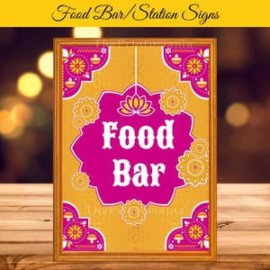 Indian Food Station Sign as Desi Wedding Decor, Henna Station Sign Mehndi Decoration, Dholki Station Decor as Haldi Decor, Indian Food Signs