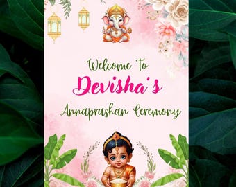 Personalized Annaprashan Welcome Sign, Rice Ceremony Decor (Digital)