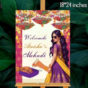Editable Mehndi Welcome Sign as Mehandi Entrance Signboard, Indian Wedding Decor, Heena Ceremony Welcome Signage, Mehndi Decor Umbrella Sign