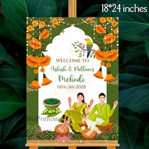 Mehendi welcome sign & Mehndi decor, Mendhi poster as Mehndi decor, Mehndi Welcome Sign Mendhi decor, Mehndi signs as Mendhi welcome sign