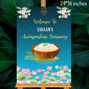 Digital Annaprashan Ceremony Welcome Sign as Pasni Decor, Mukhe Bhat Welcome Signboard, First Rice Feeding Decoration, Annaprasana Signage