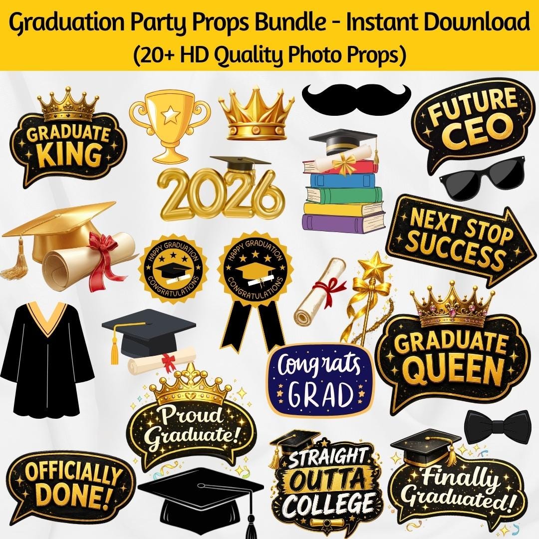 20+ Graduation Party Photo Props Bundle | High Quality Grad Party Decor ...