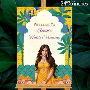 Cérémonie Haldi de bienvenue de la mariée en signe Pithi, signe de décoration indien Haldi, affiche de couple Haldi, signe de bienvenue Haldi, TÉLÉCHARGEMENT NUMÉRIQUE