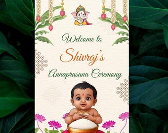 Annaprasana Welcome Signboard, Lotus Theme, Rice Feeding Ceremony (Digital)