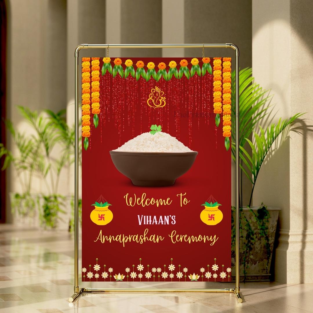 Welcome Rice Editable Annaprashan Welcome Sign, Traditional Rice Ceremony Decor ...
