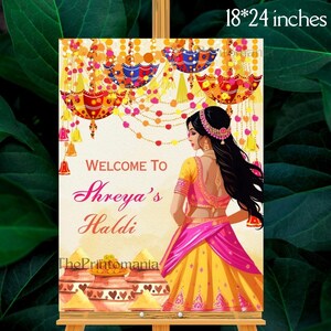 Cérémonie Haldi de bienvenue de la mariée en signe Pithi, signe de décoration indien Haldi, affiche de couple Haldi, signe de bienvenue Haldi, TÉLÉCHARGEMENT NUMÉRIQUE