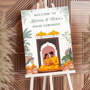 Panneaux de bienvenue Haldi, Enseignes Haldi, Décoration de cérémonie Hould, Décorations indiennes Pithi, Décorations de mariage, Enseignes pour la cérémonie Haldi