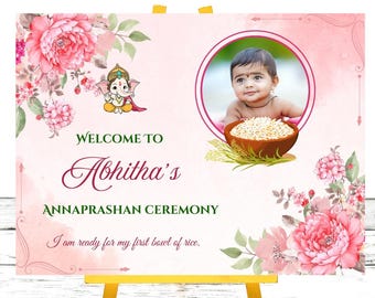 Annaprashan Welcome Sign: First Rice Ceremony Decor (Digital Download)