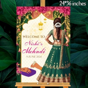 Bestseller Mehndi Welcome Sign for Mehendi Night, Mehendi Welcome Signboard for your Mehendi, Mehndi Entry Sign, Bride's Heena Ceremony