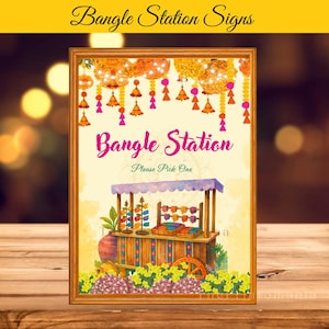 Bangle Station Sign as Mehndi Dholki Haldi Table Decor Sign, Bangle Bar Sign, Indian Wedding Decor, Instant Download, Pakistani Wedding Sign