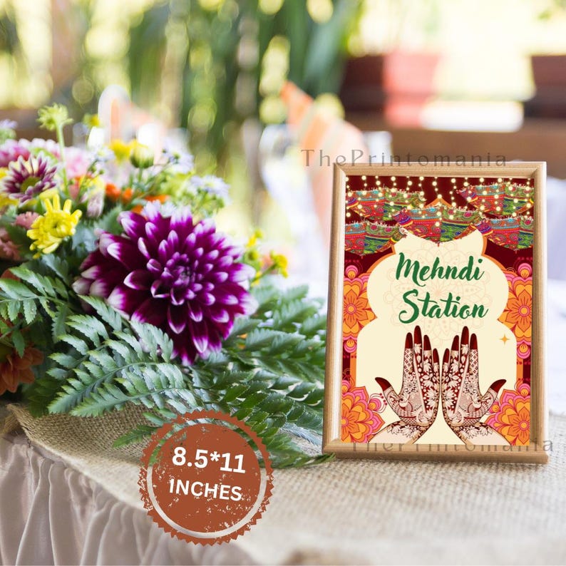 Mehandi Station Mehndi Station Sign | Indian Wedding Decor (instant Download) - Etsy