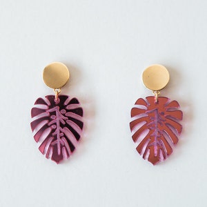 Acrylic Palm Leaf Earrings // Monstera Leaf Earrings